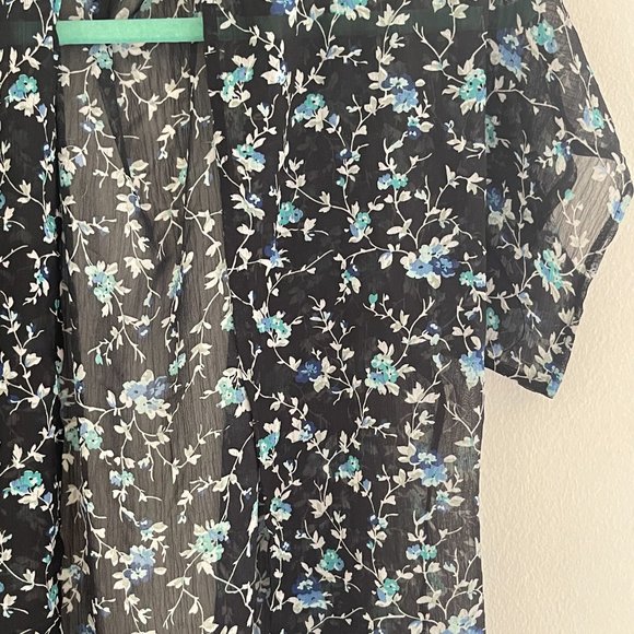 Women's Black Floral Kimono Cardigan, S - Picture 3 of 3